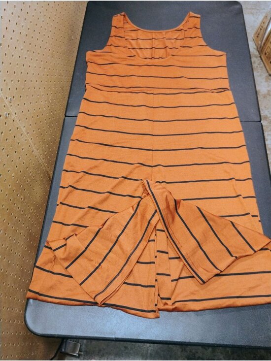 Stripe Orange Dress Dresses & Skirts - Striped Orange Sleeveless Maxi Dress Womens Size L Casual Style